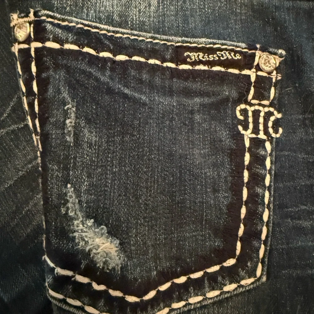 Miss Me Blue Distressed Ankle Jeans